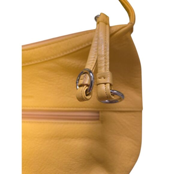 VTG Stone Mountain Mustard Yellow Leather Shoulder Hobo Bag Y2K Minimalist - Picture 5 of 8